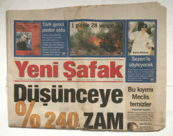 Yeni Şafak Gazetesi 6 Ağustos 2000 - 1 Günde 28 Yangın GZ5856 - 1