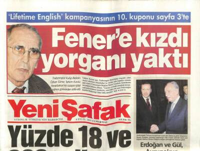 Yeni Şafak Gazetesi 6 Eylül 2003 - Özkan Sümer Fenerbahçeye Kızdı Yorganı Yaktı GZ61401 - 2