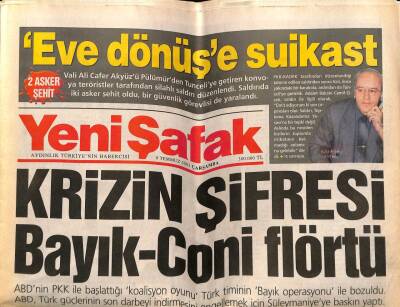 Yeni Şafak Gazetesi 9 Temmuz 2003 - Krizin Şifresi Bayık - Coni Flörtü GZ65084 - 1