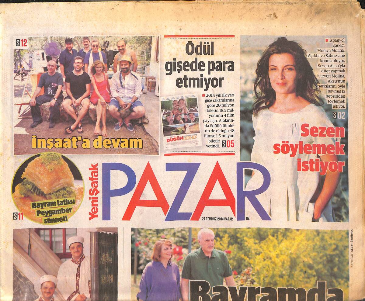 Yeni Şafak Gazetesi Pazar Eki 27 Temmuz 2014 - Monica Molina , Açıkhava Sahnesine Konuk Oluyor GZ135177 - 1