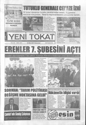Yeni Tokat Gazetesi 2 Mart 2013 - Erenler 7. Şubesini Açtı, Müslüm Babadan Kötü Haber GZ122444 - 1