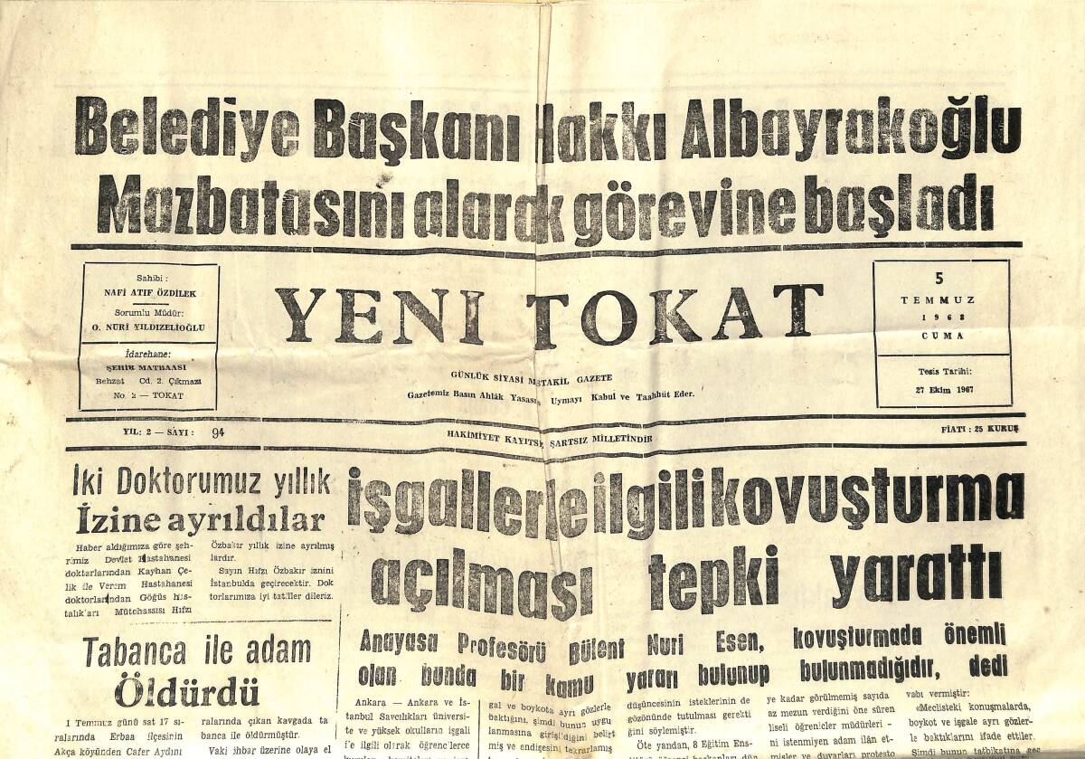 Yeni Tokat Gazetesi 5 Temmuz 1968 - Claudie, Burton Ailesinin Ayrılmaz Bir Ferdi Oldu GZ153142 - 1