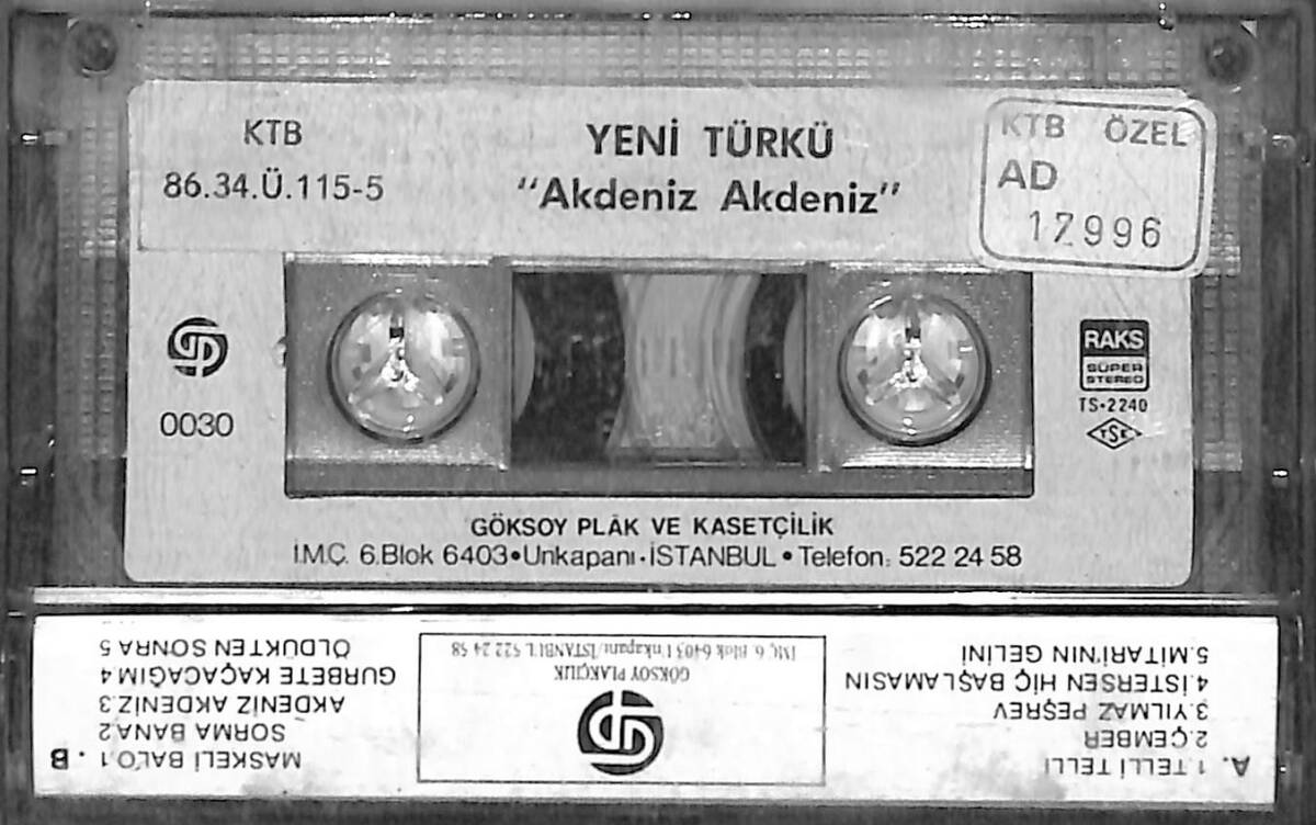 Yeni Türkü - Akdeniz Akdeniz Kaset (İkinci El Kaset) KST29055 - 2