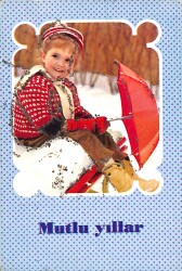 Yeni Yıl Temalı Kartpostal (Küçük Boy) KRT21393 - Gökçekoleksiyon