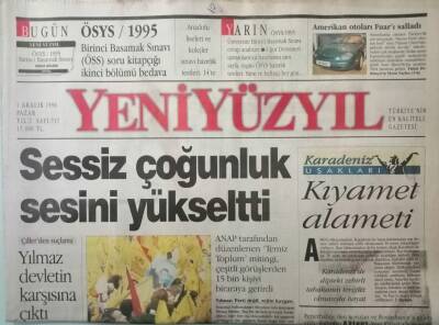 Yeni Yüzyıl Gazetesi 1 Aralık 1996 Susurluk MHP yi İkiye Böldü Çatlıyı Seven Ve Sevmeyenler -GZ37807 - 1