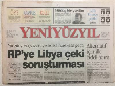 Yeni Yüzyıl Gazetesi 11 Ekim 1996 - RPye Libya Çeki Soruşturması GZ34001 - 1