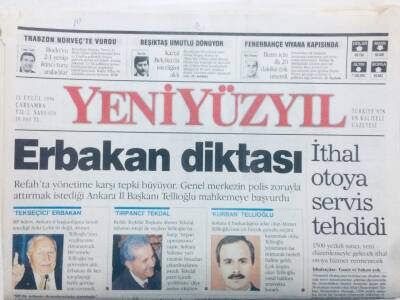 Yeni Yüzyıl Gazetesi 11 Eylül 1996 - Erbakan Diktası GZ41602 - 1