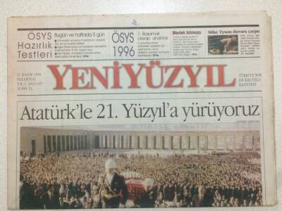 Yeni Yüzyıl Gazetesi 11 Kasım 1996 - Atatürkle 21. Yüzyıla Yürüyoruz GZ51962 - 1