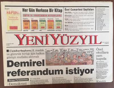 Yeni Yüzyıl Gazetesi 12 Mayıs 1995 - Cumhurbaşkanı Referandumun Gümrük Birliği Ve Avrupa Birliği İçinde İşletilebileceğini Söyledi GZ10183 - 2