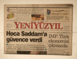 Yeni Yüzyıl Gazetesi 13 Eylül 1996 - Hoca Saddam a Güvence Verdi GZ5430 - 2