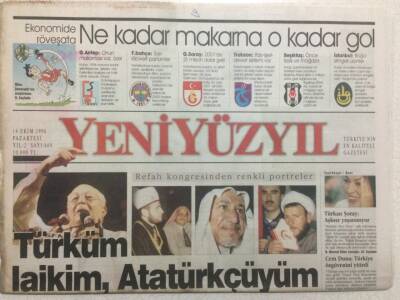 Yeni Yüzyıl Gazetesi 14 Ekim 1996 - Türküm Laikim Atatürkçüyüm GZ34003 - 1