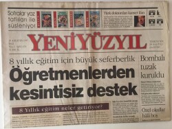 Yeni Yüzyıl Gazetesi 19 Ağustos 1997 - 8 Yıllık Kesintisiz Eğitime Öğretmenlerden Destek GZ13722 - 1