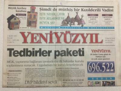 Yeni Yüzyıl Gazetesi 2 Mart 1997 - Mgkdan Tedbirler Paketi GZ47292 - 1