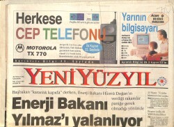 Yeni Yüzyıl Gazetesi 24 Nisan 1996 - Bebek'te Çadır Cami - Talabani: Türkiye Bizi İtti GZ3795 - Gökçekoleksiyon