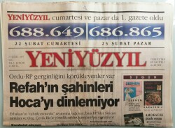 Yeni Yüzyıl Gazetesi 25 Şubat 1997 Refahın Şahinleri Hocayı Dinlemiyor - GZ44091 - 2