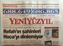 Yeni Yüzyıl Gazetesi 25 Şubat 1997 Refahın Şahinleri Hocayı Dinlemiyor - GZ44091 - 1