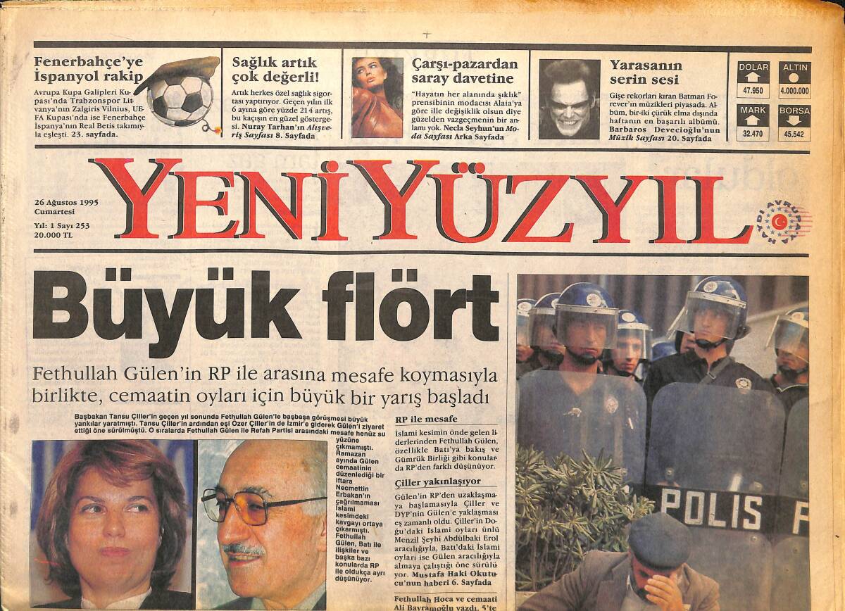 Yeni Yüzyıl Gazetesi 26 Ağustos 1995 - Fenerbahçe'ye İspanyol Rakip - Saddam Kürtleri Vurdu GZ147685 - 1