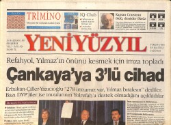 Yeni Yüzyıl Gazetesi 26 Haziran 1997 - Çankaya'ya Üçlü Cihad - İbo'nun Değişmez Gözdesi Karanfil GZ3209 - Gökçekoleksiyon