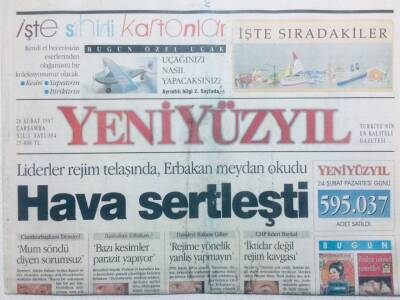 Yeni Yüzyıl Gazetesi 26 Şubat 1997 - Liderler Rejim Telaşında, Erbakan Meydan Okudu GZ43234 - 2