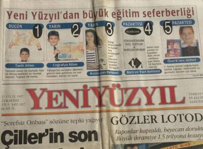 Yeni Yüzyıl Gazetesi 27 Eylül 1997-Çillerin Son Lafı Pahallıya Patladı GZ45096 - 1
