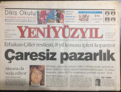 Yeni Yüzyıl Gazetesi 27 Mayıs 1997 - Erbakan Çiller Restleşti,Çaresiz Pazarlık GZ21914 - 1