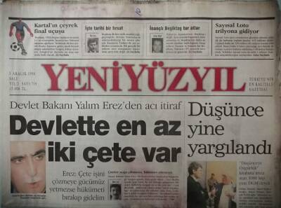 Yeni Yüzyıl Gazetesi 3 Aralık 1996 Devlet Bakanı Yalım Erezden Acı İtiraf -GZ37806 - 1