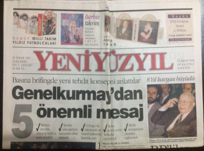 Yeni Yüzyıl Gazetesi 30 Nisan 1997 - Genelkurmaydan Önemli Mesaj GZ21915 - 1