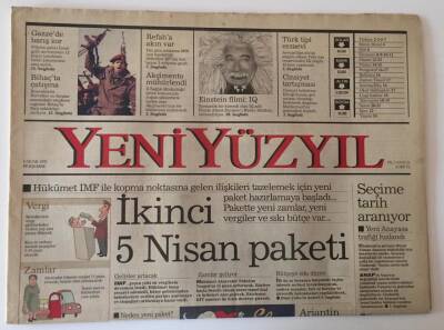 Yeni Yüzyıl Gazetesi 5 Ocak 1995 - Yeni İstikrar Paketi Yolda GZ10974 - 2