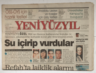 Yeni Yüzyıl Gazetesi 6 Ekim 1996 - Refahta Laiklik Alarmı GZ5562 - 2