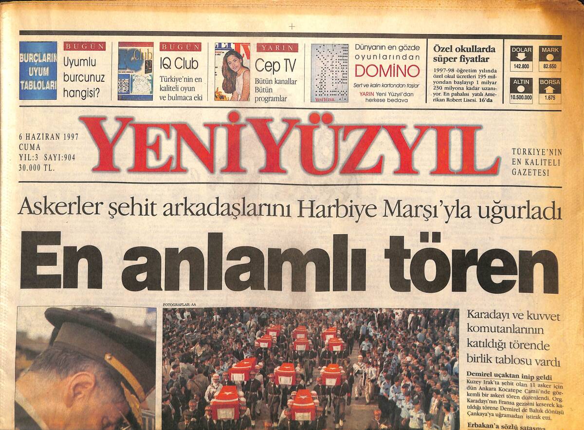 Yeni Yüzyıl Gazetesi 6 Haziran 1997 - RP Damgalı Şirketlere Sıkı Denetim - Cezayir Halkı Barışı Seçti GZ147691 - 1