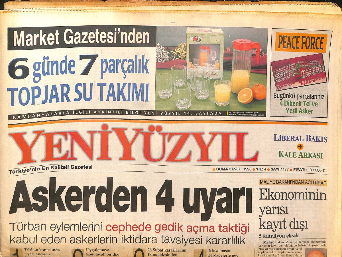 Yeni Yüzyıl Gazetesi 6 Mart 1998 - Süleymancılar ANAP Yolunda - Sabancı'dan Seçime İsyan GZ147570 - 1