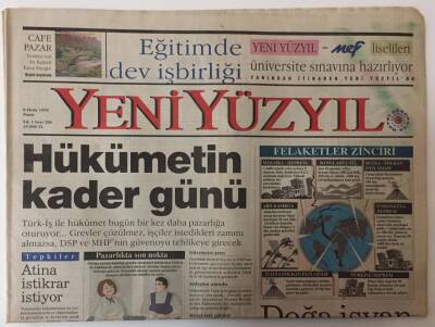 Yeni Yüzyıl Gazetesi - 8 Ekim 1995 - Hükümetin Kader Günü ... GZ25370 - 1