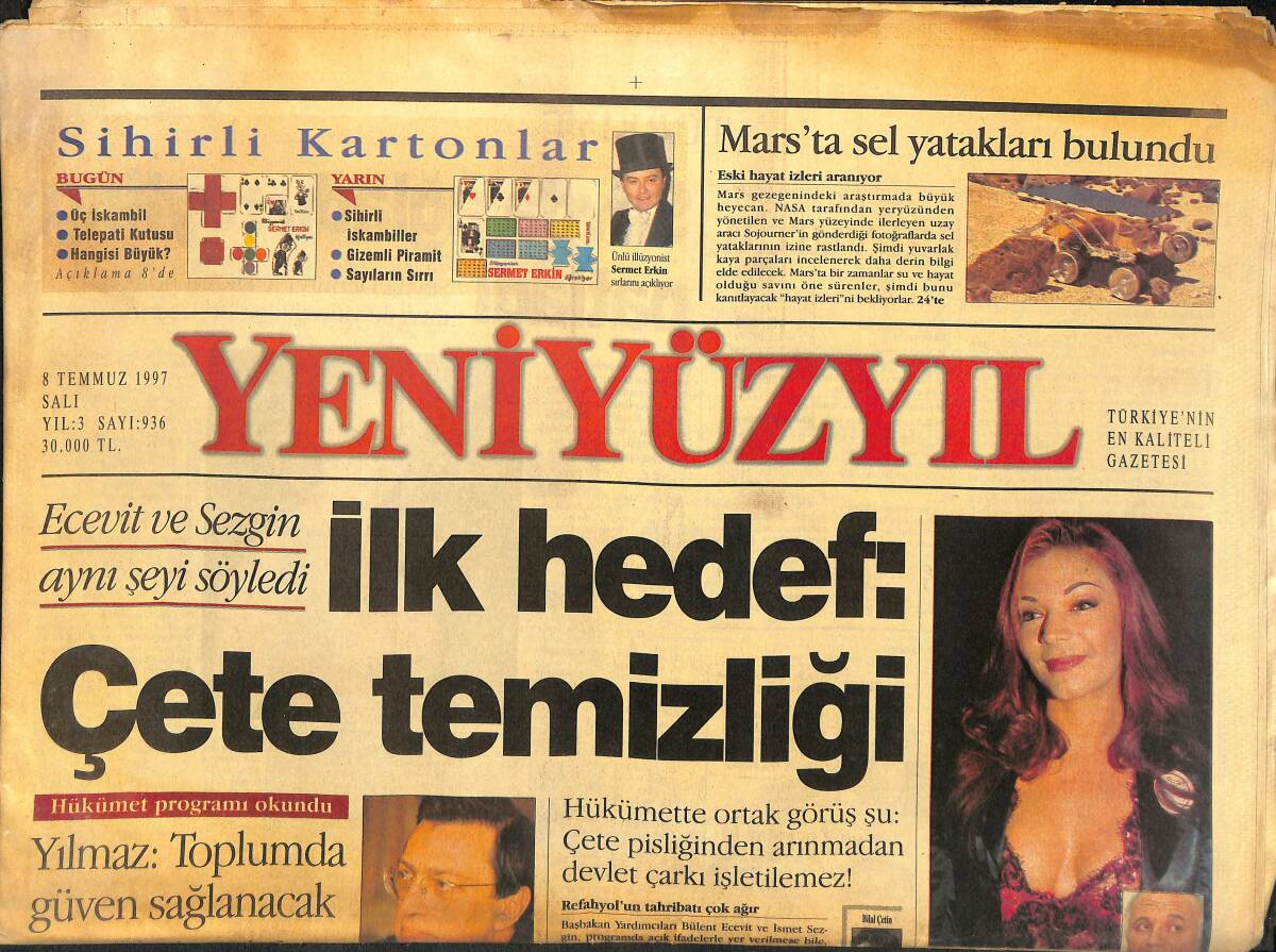 Yeni Yüzyıl Gazetesi 8 Temmuz 1997 - Sevda Demirel Ağladı, Reyting Patladı - Caz'da İskender Soluğu GZ147817 - 1