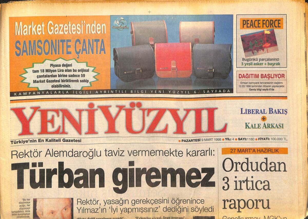Yeni Yüzyıl Gazetesi 9 Mart 1998 - Kraliçe Elizabeth'in Kocası İmajımı Değiştiremem Dedi - Aramani: Moda Bitti GZ147823 - 1