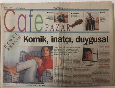 Yeni Yüzyıl Gazetesi Cafe Pazar Eki - 4 Mayıs 1997 - Demet Akalın Komik İnatçı, Duygusal GZ25377 - 1