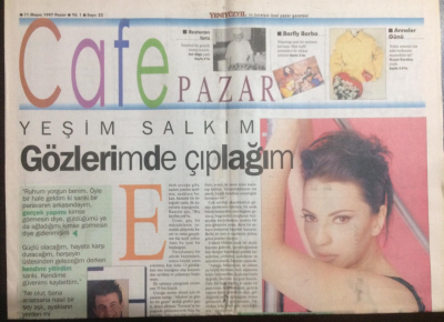 Yeni Yüzyıl Gazetesi Kafe Pazar Eki 11 Mayıs 1997 - Yeşim Salkım,Gözlerimde Çığlağım GZ21927 - 1