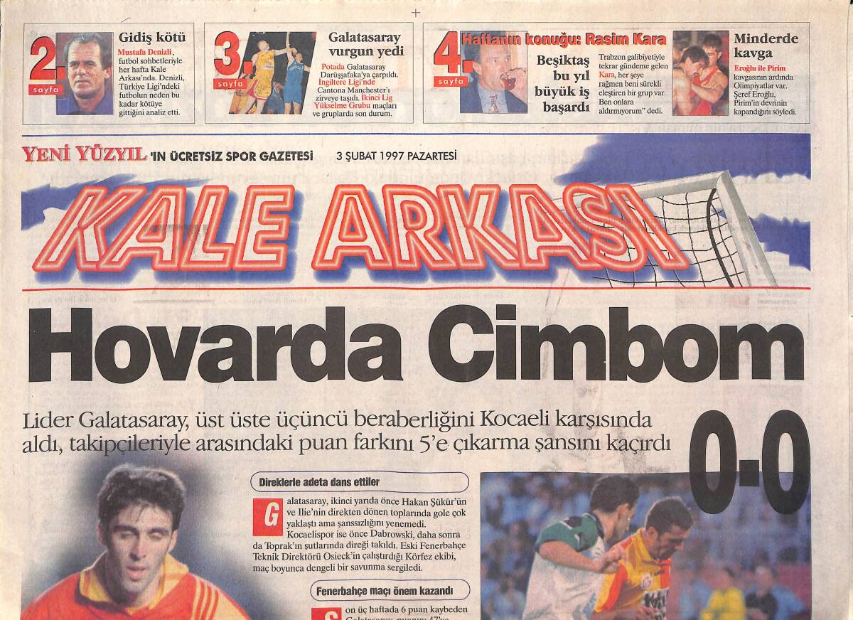 Yeni Yüzyıl Gazetesi Kale Arkası Eki 3 Şubat 1997 - Hovarda Cimbom - Fatih Terim, Suat'a Dayanamadı - Fenerbahçe Ve Lazaroni GZ137732 - 1