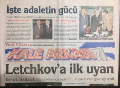 Yeni Yüzyıl Gazetesi Kale Arkası Eki 30 Temmuz 1997 - Letchkova İlk Uyarı, Fatih Terimin Gözdesi Ilie GZ21928 - 1