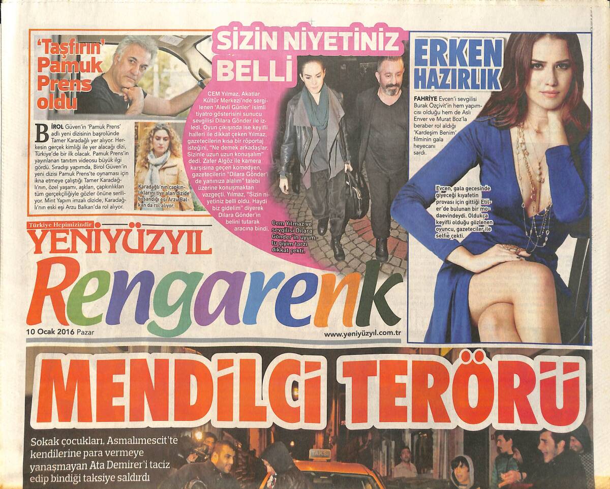 Yeni Yüzyıl Gazetesi Rengarenk Eki 10 Ocak 2016 - Taşfırın Pamuk Prens Oldu - Barış Arduç Zatürre Oldu GZ154711 - 1