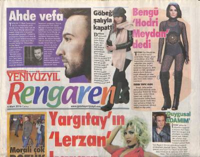 Yeni Yüzyıl Gazetesi Rengarenk Eki 4 Mart 2016 - Müslüm Baba Mezarı Başında Anıldı - Bengü Hodri Meydan dedi GZ119554 - 1