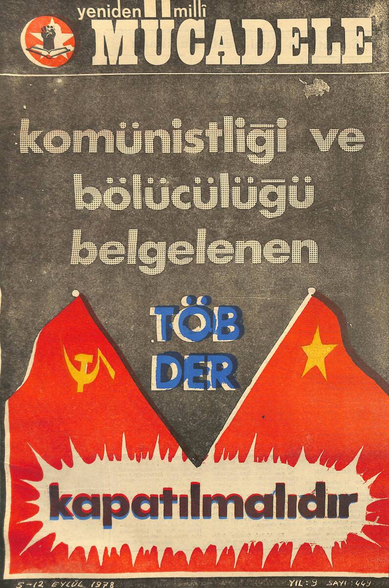 Yeniden Milli Mücadele Gazetesi 5-12 Eylül 1978 Sayı:449 - Komünistliği ve Bölücülüğü Belgelenen 