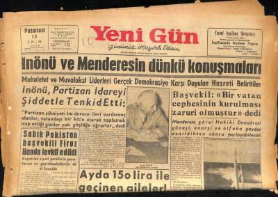 Yenigün Gazetesi 13 Ekim 1958 - İnönü Ve Menderesin Dünkü Konuşmaları GZ85861 - 1