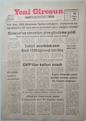 Yenil Giresun Gazetesi 16 Temmuz 1992 Türk Dünyası İle Aramızdaki Duvar Yıkıldı -GZ37453 - 1
