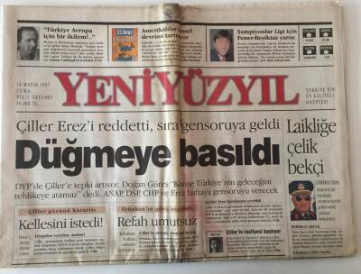 Yeniyüzyıl Gazetesi 16 Mayıs 1997 - Çiller Erezi Reddetti , Sıra Gensoruya Geldi - GZ43929 - 1