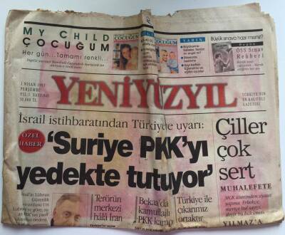 Yeniyüzyıl Gazetesi 3 Nisan 1997 - Suriye PKKyı Yedekte Tutuyor GZ39132 - 1