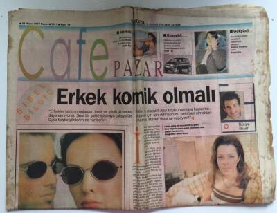 Yeniyüzyıl Gazetesi Cafe Pazar Eki 20 Nisan 1997 - Sibel Bilgiç İle Röportaj Erkek Komik Olmalı GZ39067 - 1