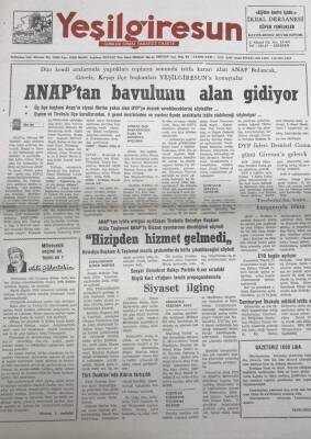 Yeşil Giresun 1 Ekim 1991-Dyp Lideri Demirel Cuma Günü Giresuna Gelecek GZ25941 - 1