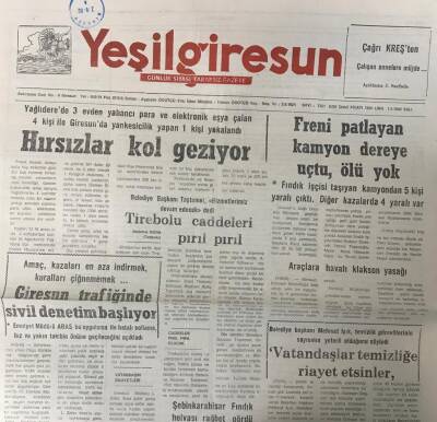 Yeşil Giresun 1 Eylül 1992-Belediye Başkanı Mehmet IşıkVatandaşlar Temizliğe Rağbet Etsin GZ25728 - 1