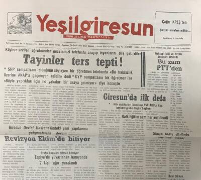 Yeşil Giresun 1 Eylül 1992-Giresunda İlk Defa Köy Muhtarı Kurultayı Vali Attilla Koç Başkanlığında Bugün Başlıyor GZ25726 - 1