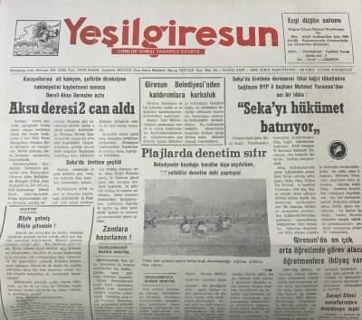 Yeşil Giresun 1 Temmuz 1991-Sekayı Hükümet Batırıyor GZ25701 - 1